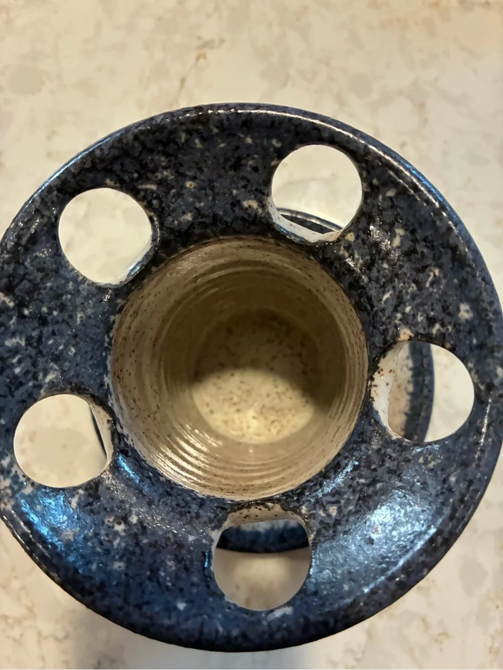 Blue Botanical Pottery Toothbrush Holder